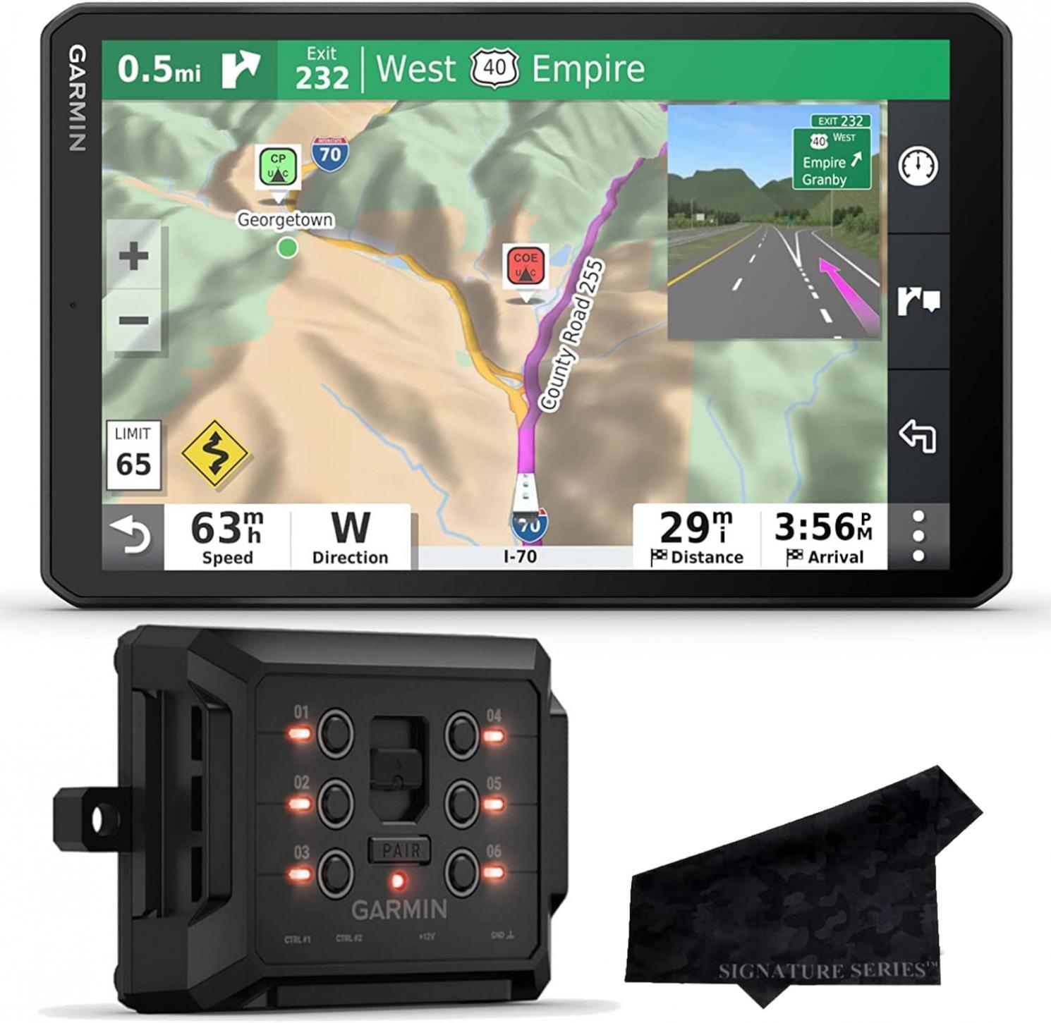 Garmin PowerSwitch, 6 Gang Switch Box w/RV 890, 8" GPS Navigator for RVs and Signature Series Cloth