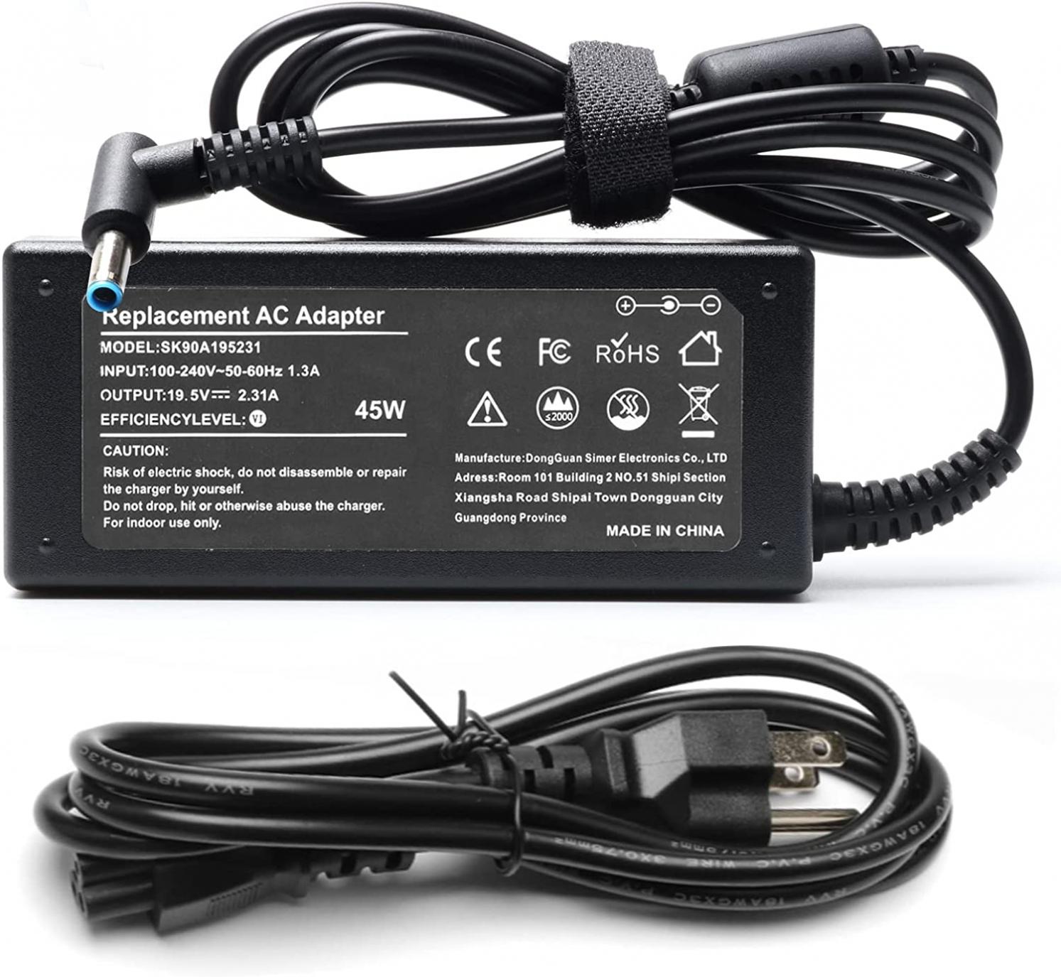 45W AC Adapter Replacement Charger Cord for HP Laptop Pavilion X360 15 13 11 Stream 11 13 14 741727-001 19.5V 2.31A Notebook Power Supply