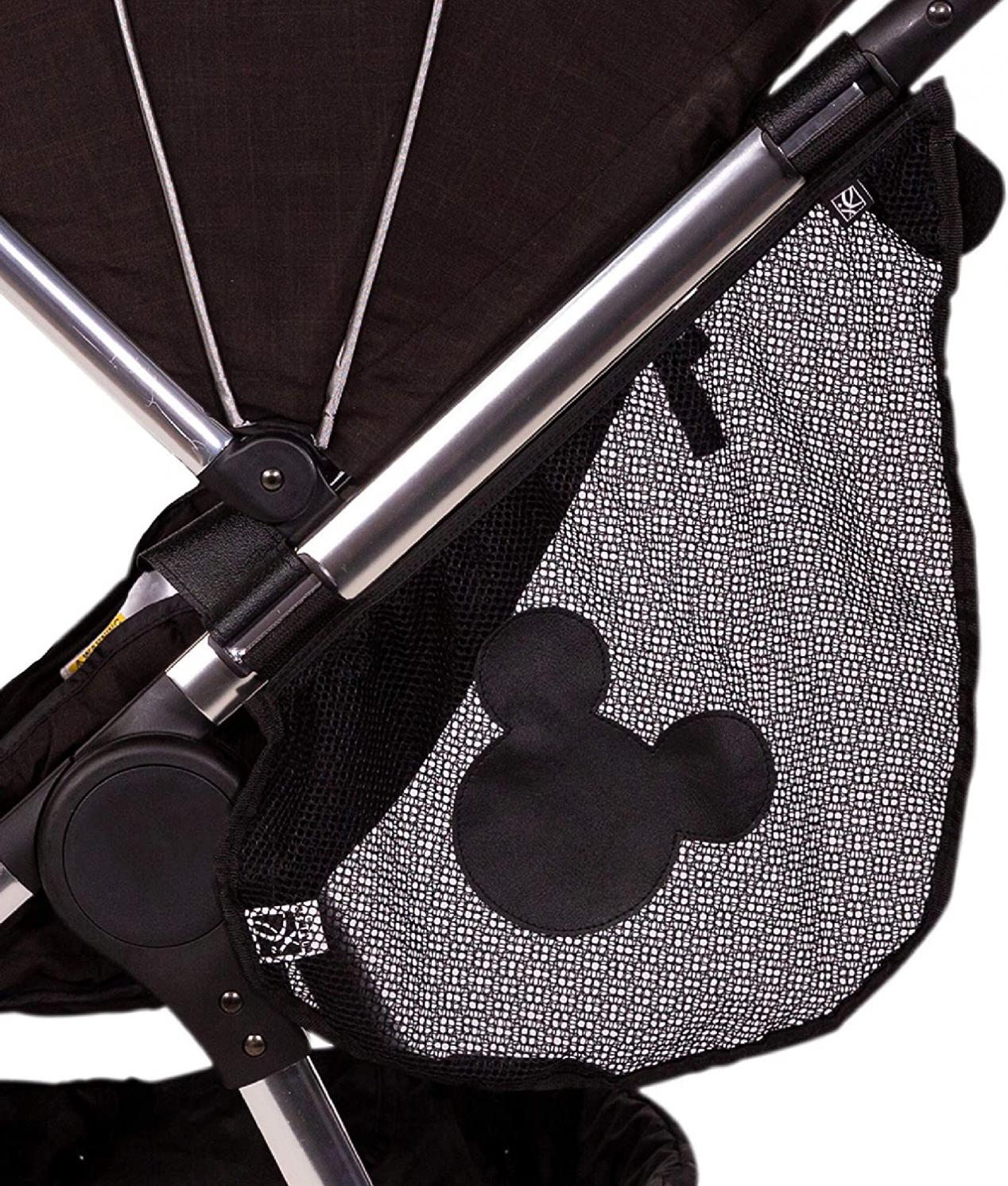 Disney Baby by J.L. Childress Side Sling Cargo Net, Stroller Organizer & Storage, Mickey Black