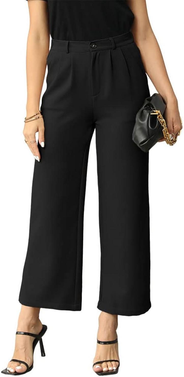 Cicy Bell Women's Casual Wide Leg High Waisted Suit Pants Straight Business Work Trousers with Pockets