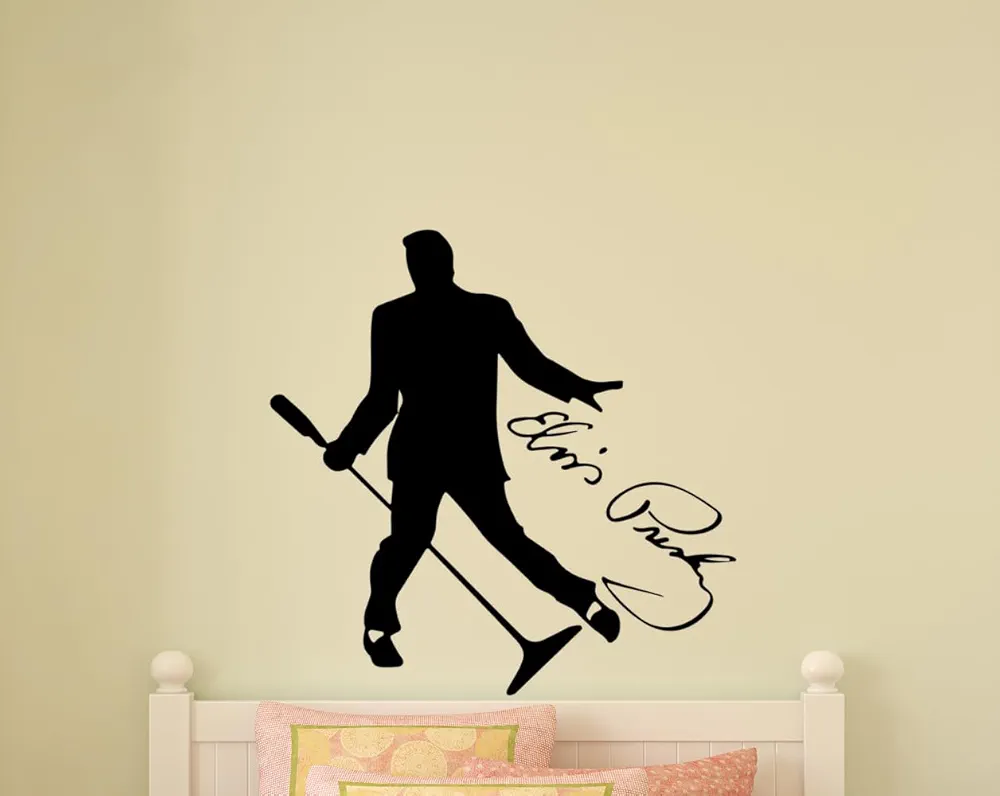 Elvis Wall Decal, Elvis The King Wall Sticker, Music Room Vinyl Decor, Elvis decal, Rock & Roll, Music Art Mural, Music City, Elvis Presley Print 108 (18 X 18 inches)