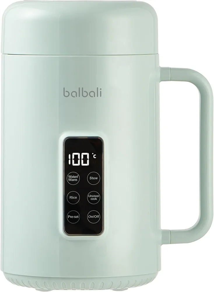 balbali Portable Electric Pot for Cooking Dorm Room - 28oz Non-stick Travel Electric Kettle, Mini Electric Hot Pot with Temperature and Time Control - Self Heating Soup/Rice/Ramen Cooker/Warmer Green