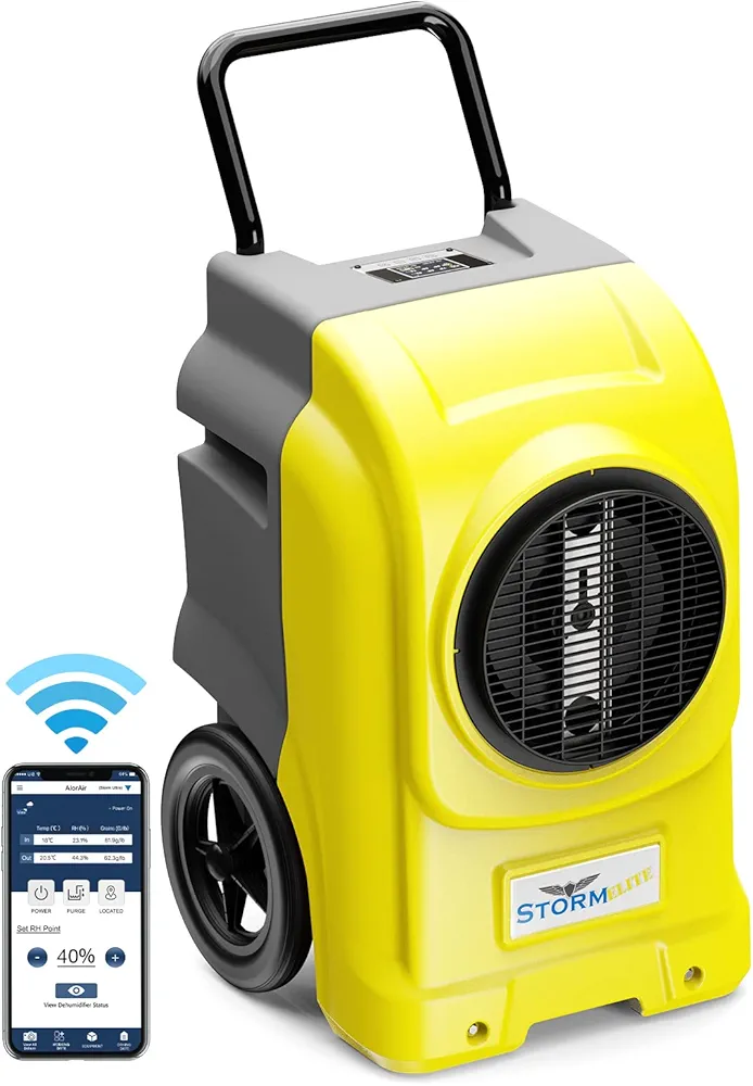 AlorAir 270 Pints Commercial Dehumidifiers for Large Room or Basements, Industrial Large Dehumidifier with Pump and Drain Hose, Dehumidifiers with Smart Wi-Fi, Manufacturer's 5 Years Warranty, Yellow