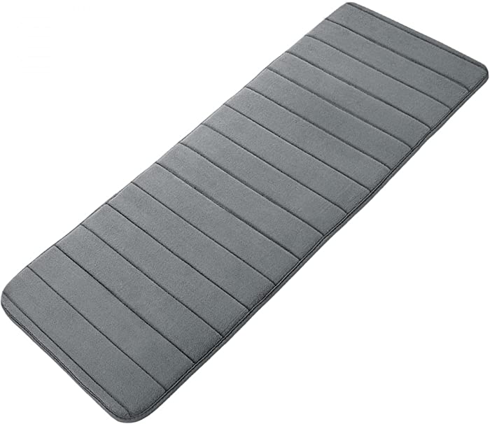 uxcell Memory Foam Bath Mat, Absorbent Runner Kitchen Rug, Soft and Comfortable Runner Floor Mat for Kitchen Bathroom Floors 16" x 47", Dark Grey