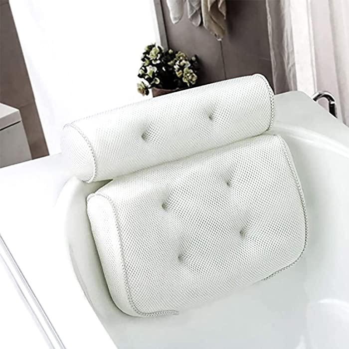 JaidWefj Waterproof Bath Pillow,Home Spa Headrest,Bathtub Cushion with Non-Slip Suction Cups,for Perfect Head, Neck, Back and Shoulder Support