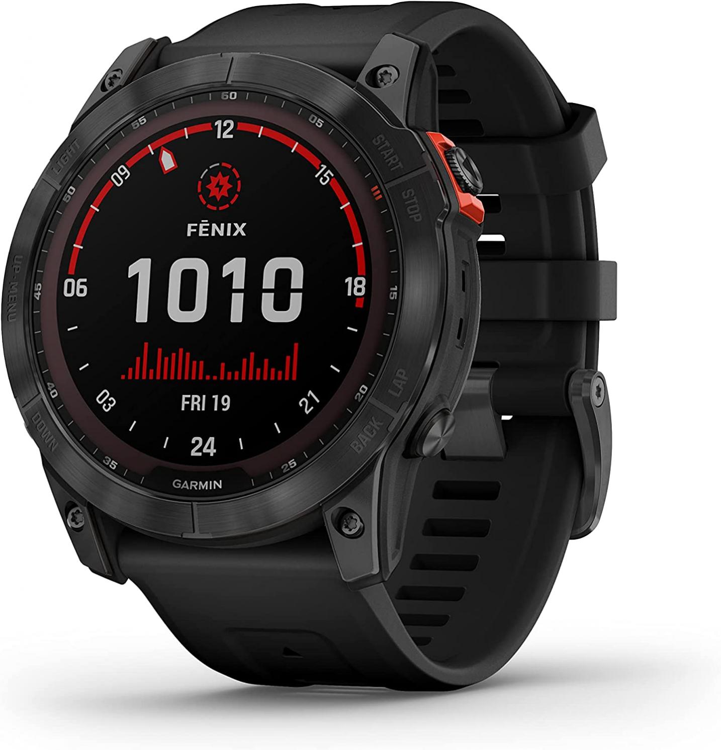 Garmin Fenix 7X Solar Multisport GPS Watch, Slate Grey with Black Band