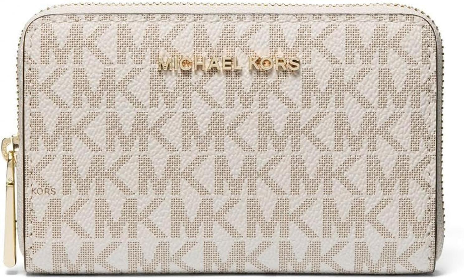 Michael Kors Jet Set Small Zip Around Card Case Vanilla/Cream One Size