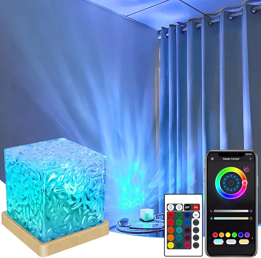 Ocean Wave Projector Light, 16 Colors Galaxy Projector Light, Ocean Wave Night Light with APP & Remote Control, Water Light Projector for Bedroom/Party/Game Rooms/Office/Bar