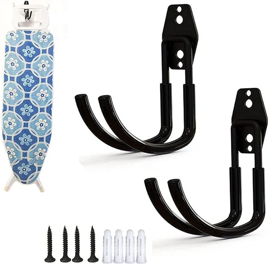 Ironing Board Hanger Ironing Board Hook, Ironing Board Holder Wall Mount, Ironing Board Wall Holder Wall Hanger Wall Rack Wall Mount for Laundry Rooms