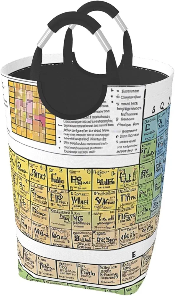 Laundry Basket Collapsible Clothes Hamper for Dirty Clothes, Laundry Bag with Handles Blanket Toys Storage Blanket, Dorm Room Essentials Accessories - Periodic table of elements