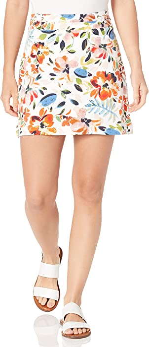 Rafaella Women's Plus-size Super Stretch Twill Floral Print Skort