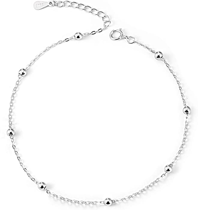 925 Sterling Silver Ankle Bracelet Multilayer Anklets for Women Satellite, Star, Cross, Circle, Butterfly, Teardrop, Oval Disk Layered Anklet Beach Jewelry