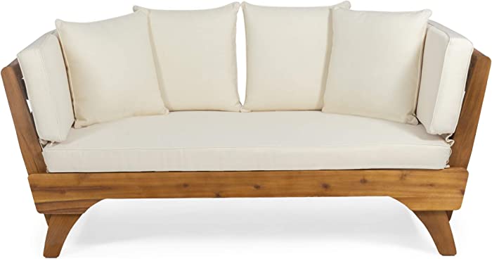 Christopher Knight Home Patrick Outdoor Acacia Wood Expandable Daybed with Water Resistant Cushions, Teak