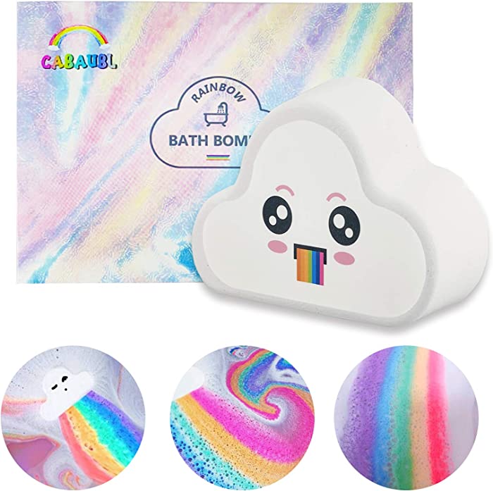 Rainbow Bath Bomb Gift Set, Organic & Natural Rainbow Cloud SPA Bath Bombs for Aromatherapy Relaxation Soak to Moisturize Skin, for Christmas Gifts for Women and Kids