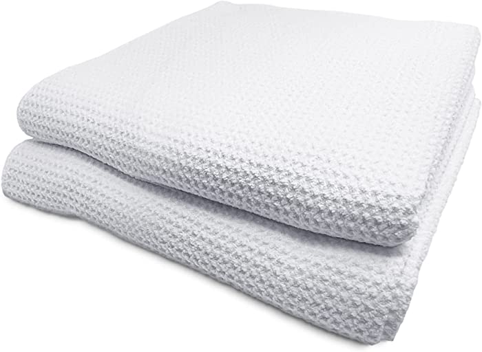 Luxury Waffle Weave Bath Towel Set - White Bath Sheet, Extra Large Bath Towels, Quick Drying, Absorbent Lint Free Microfiber Bath Sheets - 32x62- 2pk