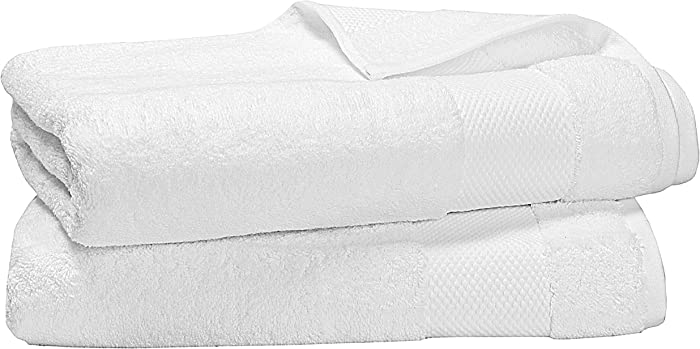 BIOWEAVES 100% Organic Cotton 700 GSM Plush Bath Towels 30" x 58" GOTS Certified - White, Pack of 2