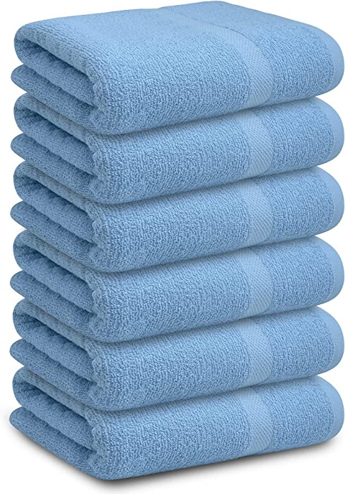 SOFTCOTT Basic Bath Towels, 20x40 Inch, Aqua Bath Towel, Pack of 6, Ideal for Pool, Home, Gym, Spa, Hotel and Salon Use, 100% Cotton Bathroom Towels