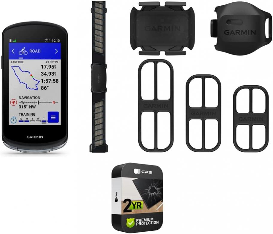 Garmin 010-02503-10 Edge 1040 Bike GPS Bundle Speed/Cadence Sensor and HRM-Dual Monitor Bundle with Premium 2 YR CPS Enhanced Protection Pack