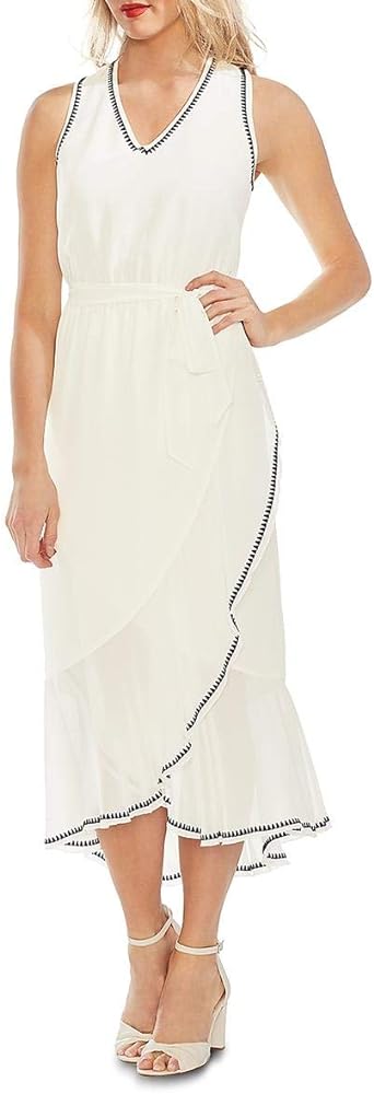 Vince Camuto Embroidered Ruffle-Hem Dress