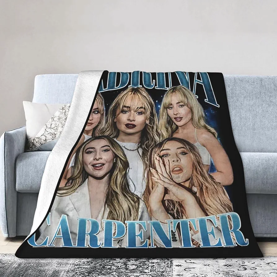 EVENSHADE Sabrina Music Carpenter Throw Blanket Ultra-Soft Micro Blankets All Season Lightweight Cozy Flannel Fleece Blankets Sofa Living Room Decor Outdoor Travel Blanket 80""x60"", Black