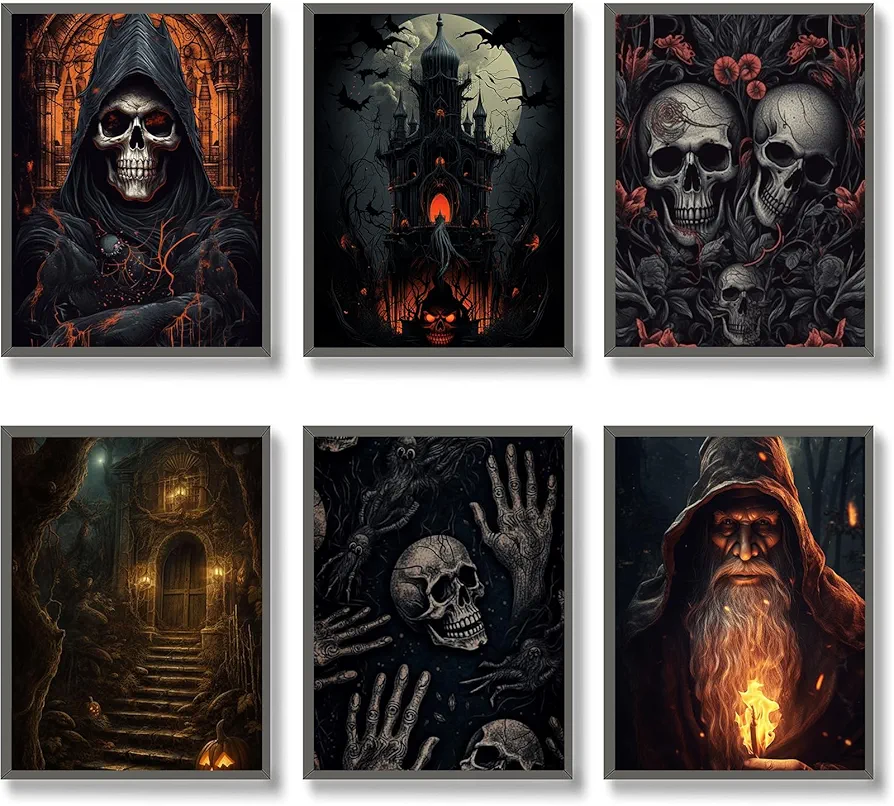 Gothic Room Decor Witchy Wall Decor Aesthetic Halloween Party Gothic Manor Portraits Horror Pictures House Creepy Portraits Pictures Spooky Creepy Posters Goth Art Prints (8"x10" UNFRAMED)