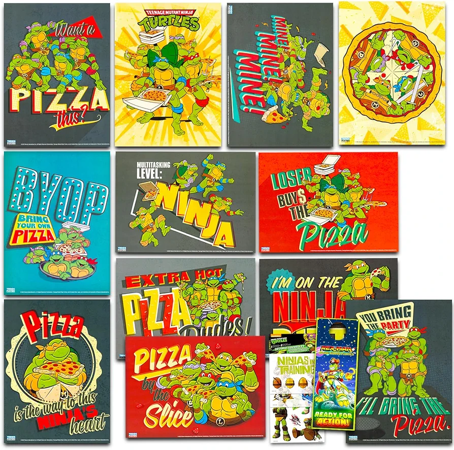 Nickelodeon Teenage Mutant Ninja Turtles Poster Book - Bundle Includes 12 Ninja Turtle Posters for Boys Room, TMNT Decorations, and More (Ninja Turtles Room Decor for Boys)