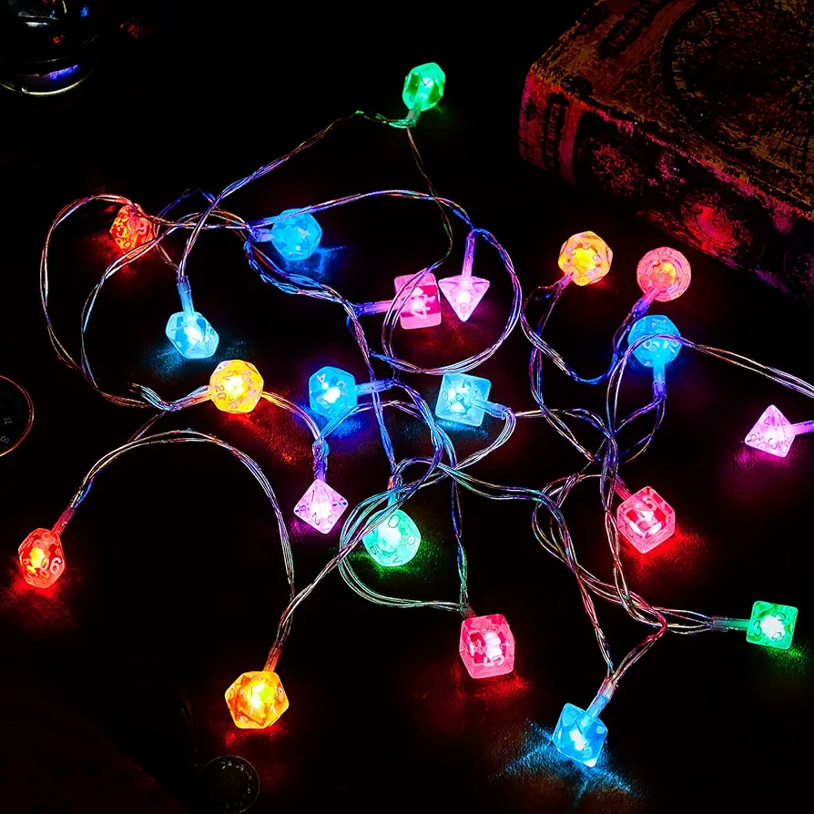 10 ft LED Dice String Lights Dice Lights LED Dice Light up Dice Indoor String Lights Bedroom Extendable for Indoor, Outdoor, New Year, Wedding Party, Christmas Tree, Garden Decoration