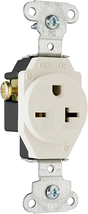 Legrand-Pass & Seymour 5851LACC8 Specification Grade Single Receptacle 20-Amp 250-volt Light, Almond