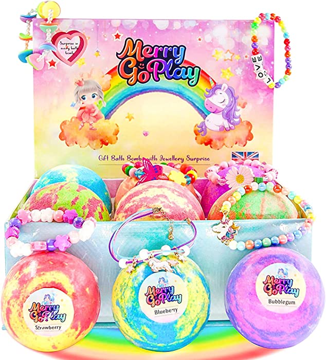 Unicorn Kids Bath Bombs for Girls with Jewelry Inside, Jewelry Box Set. Easter Bath Bombs. Natural Kid Safe Skin Moisturizing Shea Butter Large Bath Fizzies Bubble Bomb (Charms Bracelets)