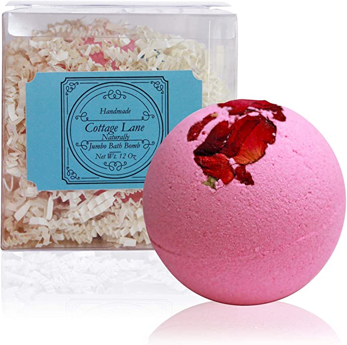 Night of Romance Giant XXLG 12 Ounce Fizzy Bath Bomb Featuring Real Dried Flower Petals by Cottage Lane