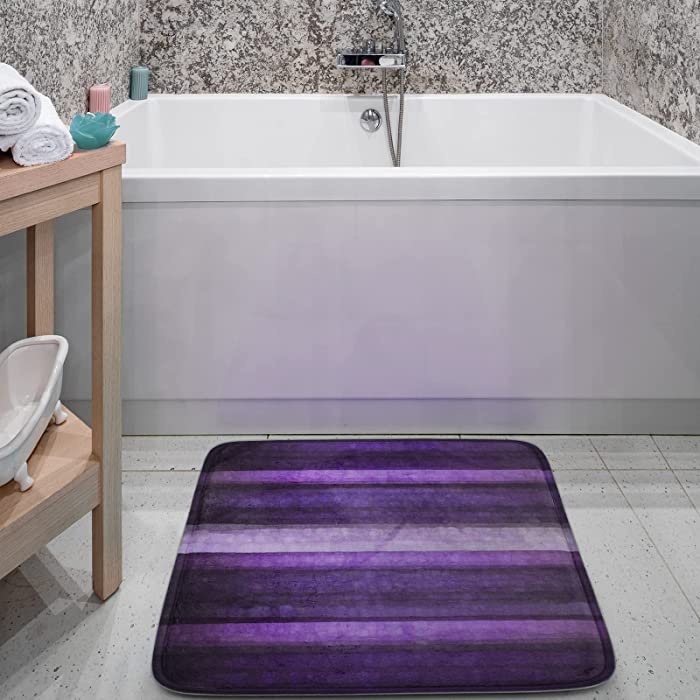 Gibelle Purple Bathroom Rugs, Water Absorbent Memory Foam Bath Mat, Small Non Slip Shower Rug and Bath Room Floor Mats, Machine Washable, Quick Dry Bathmat, Soft Cozy Plush Carpet for Tub, 16" x 24"