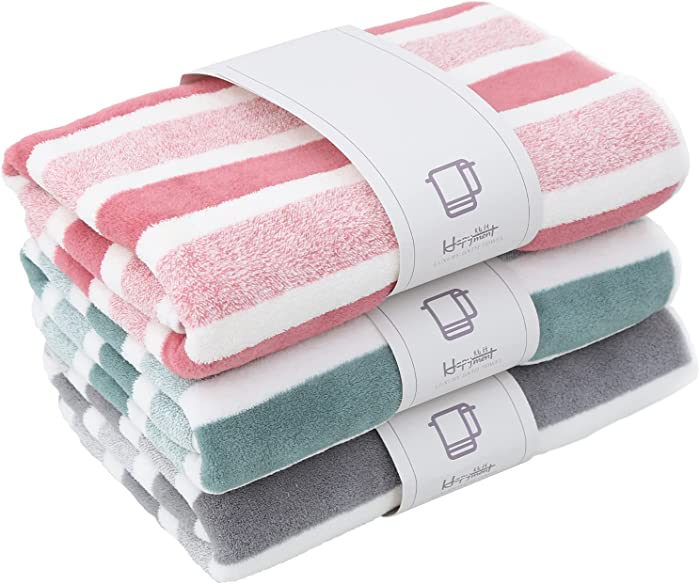 Generic HAPYMENT Microfiber Bath Towels, Soft, Super Absorbent & Fast Drying, Lint Free, Fade Resistant, Light Weight Towels for Bathroom, Multipurpose Use Sports, Travel, Fitness, Yoga, 27In x 54In