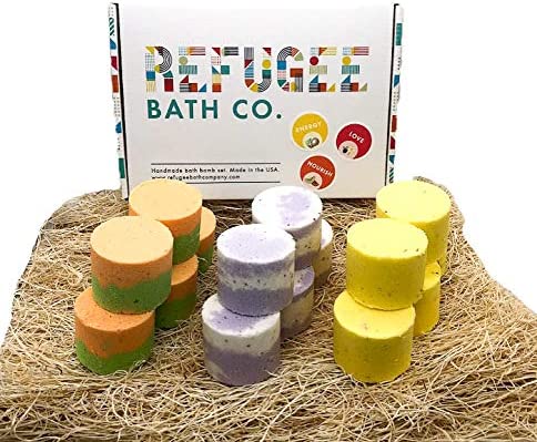 Refugee Bath Co. Variety Pack Bath Bombs 3.0 Ounces Each Organic Cocoa Butter Natural Plant-Based Ingredients (Variety 15 Pack: Rejuvenate)