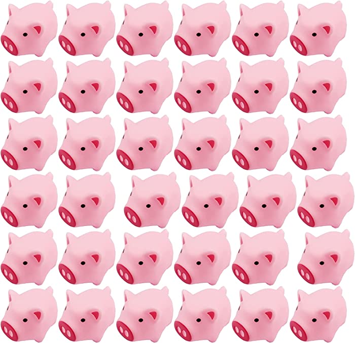 60 Pack Mini Rubber Pig Float and Squeak Pig Baby Bath Toy, for Shower, Birthday, Party Supplies