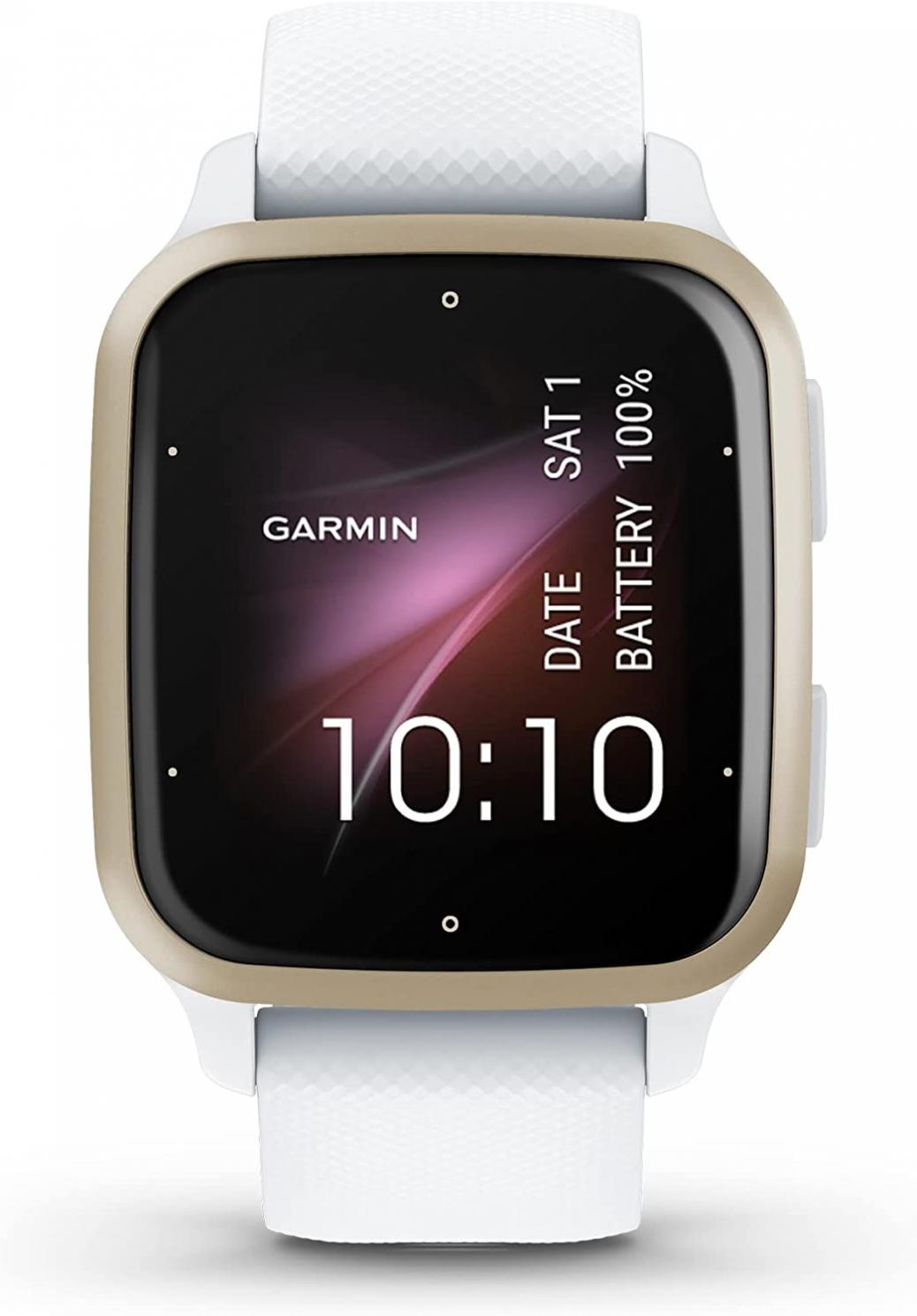 Garmin Venu® Sq 2 GPS Smartwatch, All-Day Health Monitoring, Long-Lasting Battery Life, AMOLED Display, Cream Gold and White