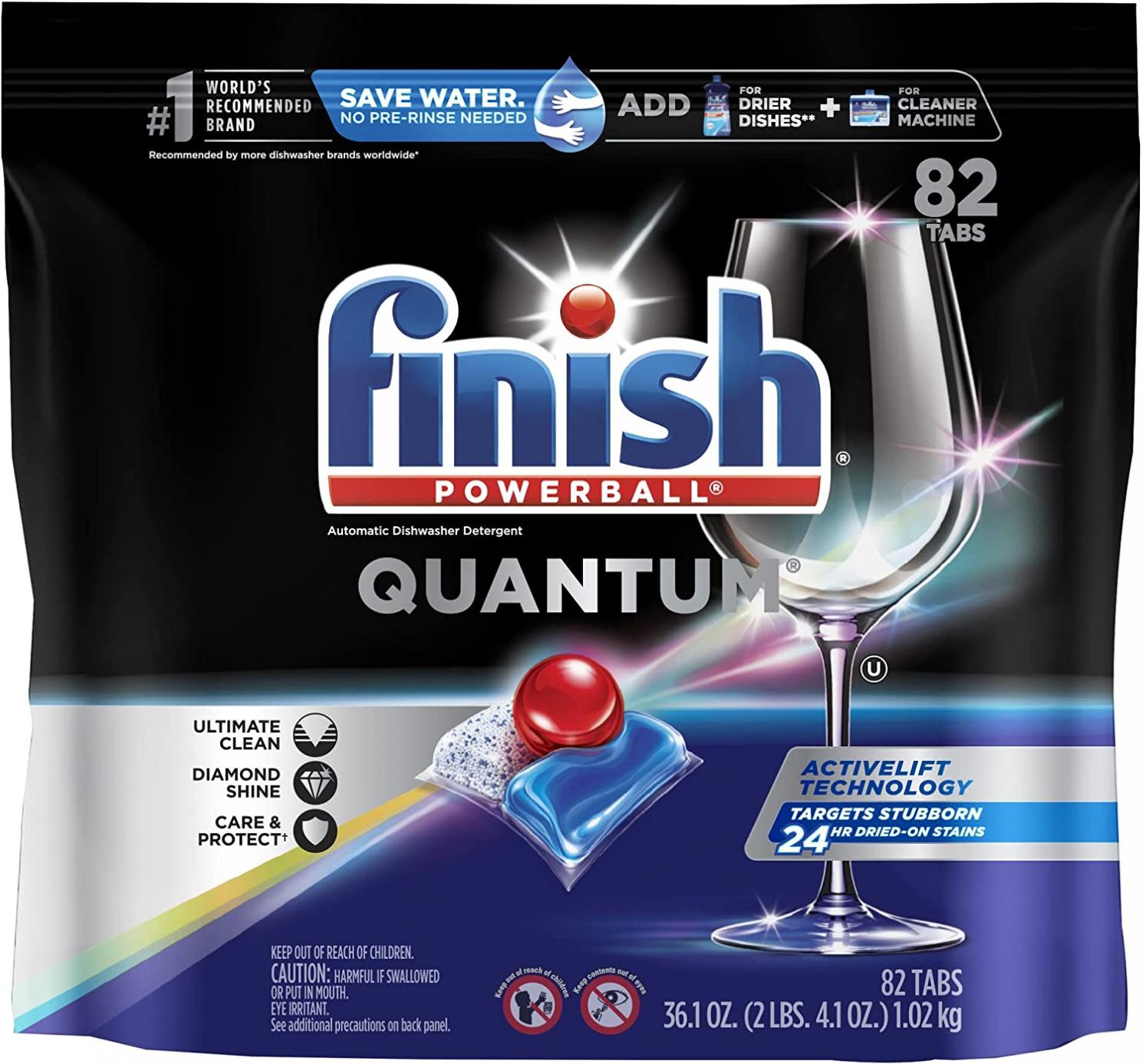 Finish - Quantum - 82ct - Dishwasher Detergent - Powerball - Ultimate Clean & Shine - Dishwashing Tablets - Dish Tabs (Packaging May Vary)