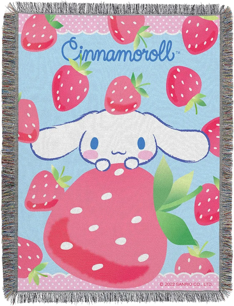 Northwest Woven Tapestry Throw Blanket, 48" x 60", Cinnamoroll Strawberry Surprise