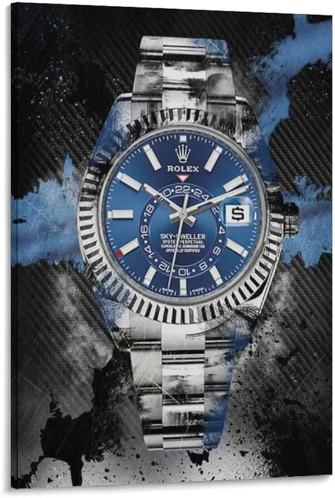 FTuyTd Watch Art Poster Rolex Brand Men's Watch Watch Canvas Wall Art (3) Canvas Painting Wall Art Poster for Bedroom Living Room Decor 24x36inch(60x90cm) Frame-style-3