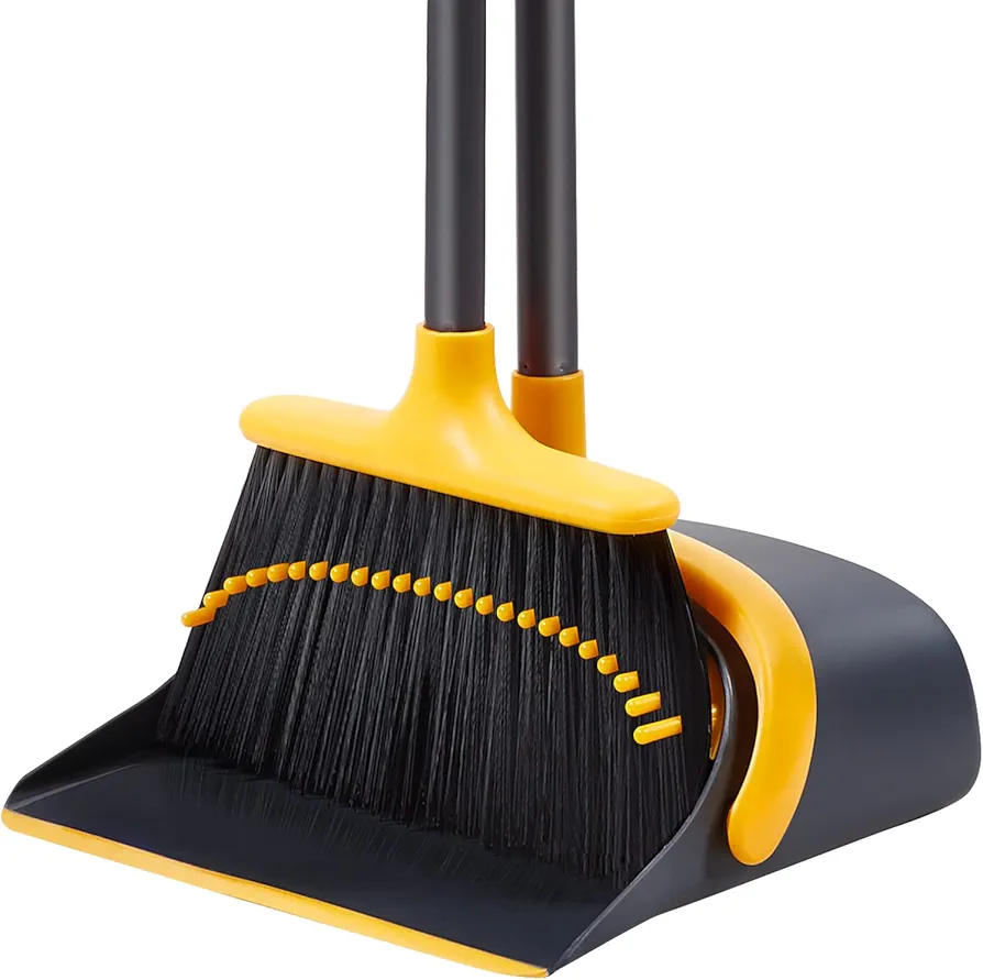 Broom and Dustpan Set, Broom with Dustpan Combo Set, 52" Long Handle Broom and Dustpan Set for Home Kitchen Room Office Lobby Indoor Floor Cleaning, Dust pan and Broom Set