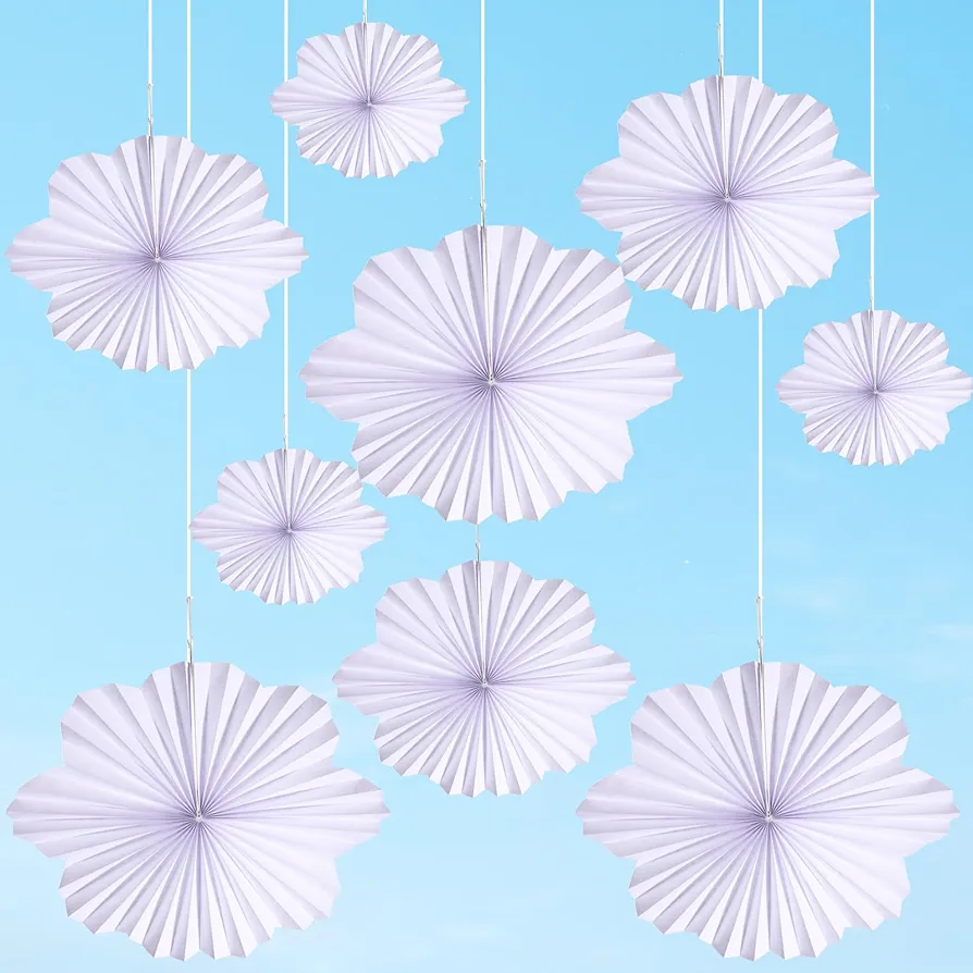 Outus 9 Pcs 3D Cloud Hanging Decorations Paper Fans White Clouds Classroom Decorations Cloud Party Ceiling Wall Room Ornamentsfans for Wedding Baby Shower Birthday Party Decor Supplies