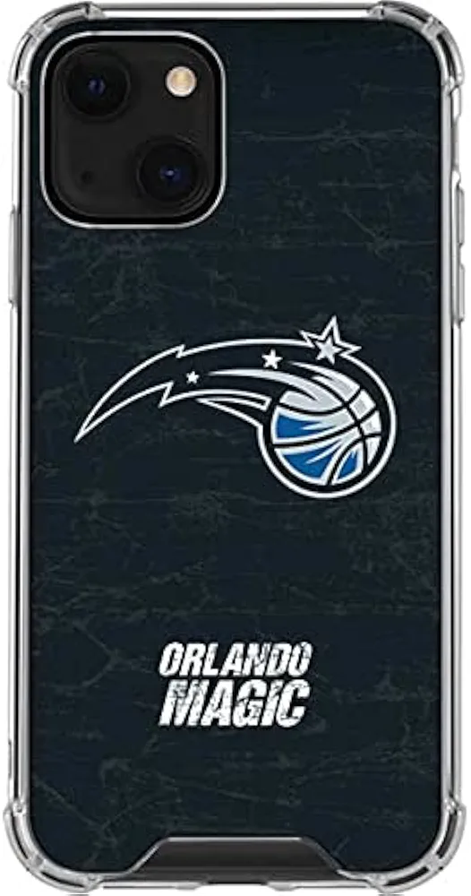 Skinit Clear Phone Case Compatible with iPhone 13 - Officially Licensed NBA Orlando Magic Black Secondary Logo Design