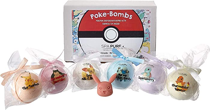 Bath Fizzy with Surprise Toy: Poke-Bomb Bath Fizzy, 6 (5 oz), Great for Bubble Baths, Perfect for Girls and Boys