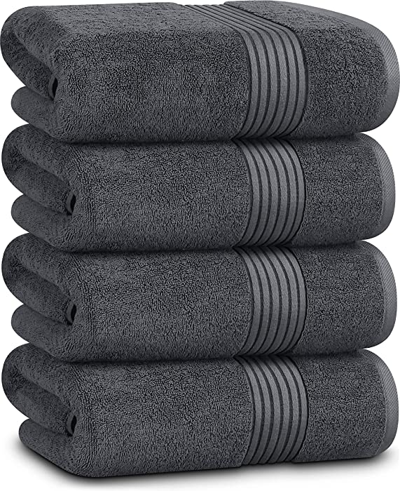 Utopia Towels - Bath Towels Set - Luxurious 600 GSM 100% Ring Spun Cotton - Quick Dry, Highly Absorbent, Soft Feel Towels, Perfect for Daily Use (Pack of 4) (27 x 54, Grey)