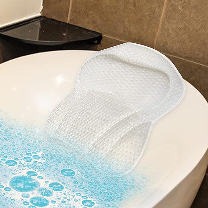 Luxury Bath Pillow, Ergonomic Bathtub Spa Pillow with 4D Air Mesh Technology and 6 Suction Cupsfor tub neck and back support,Shoulder, Fits All Bathtub, Hot Tub and Home Spa