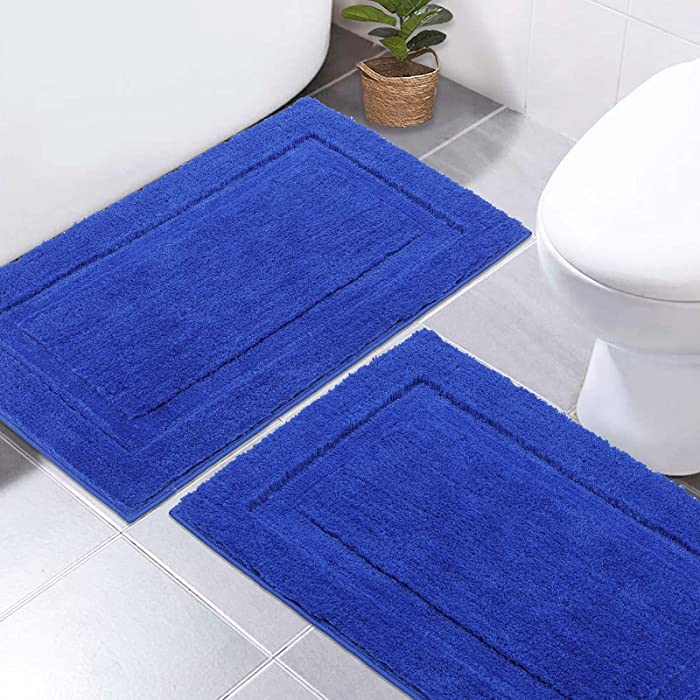 SHACOS Super Soft Bathroom Rugs Set of 2 Pieces 20x32 inch Microfiber Bath Mat Non Slip Plush Bath Rug Absorbent Bathroom Carpet Machine Wash Dry, Royal Blue