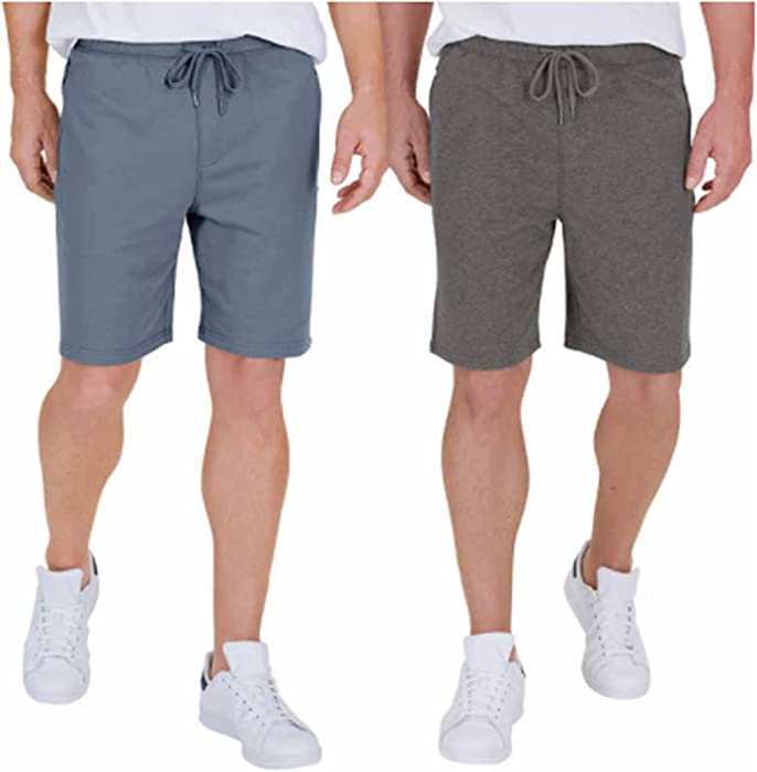 Eddie Bauer Men's Lounge Short, 2-Pack (Light Blue/Dark Gray, Large)