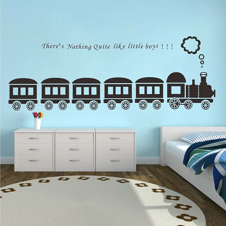 Train Wall Decal and High-Speed Rail Wall Sticker with Removable PVC - Perfect for Decorating Kids' Rooms, Nurseries, and Student Dorms JWH142 (Black)