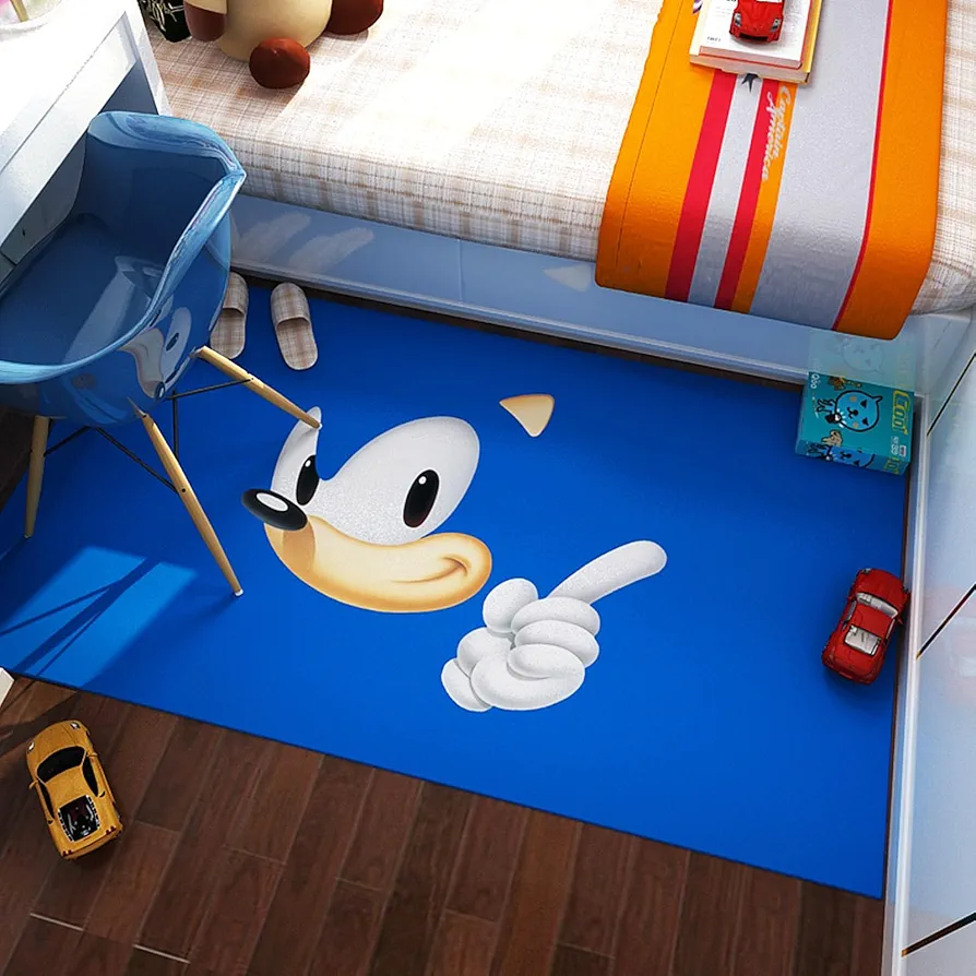 Kids Anime Area Rugs Cartoon Bathroom Non-Slip Rug Boys Room Decor Living Room Bedroom Machine Washable Carpet Gifts for Teens, Girls & Kids Blue(31.5 in × 20 in)