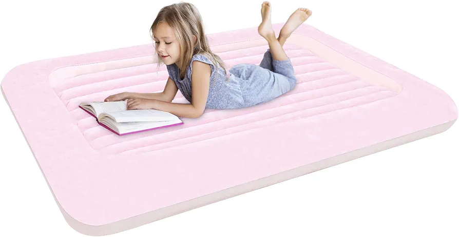 Air Mattress for Kids：Portable Fast Kid air Mattress, Surface with Plush Smooth Comfortable Ideal for Living Room, Room and Outdoor Camping use（Pink）