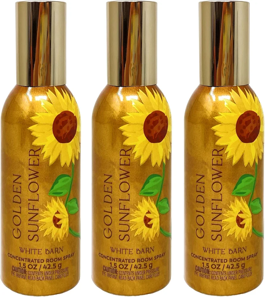 Bath and Body Work Golden Sunflower 3 Pack Concentrated Room Spray Bundle - 1.5 oz / 42.5 g each